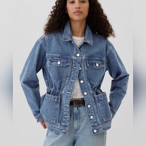 GAP Oversized Blue Jean Jacket Cinched Waist, Brand New Orig $99